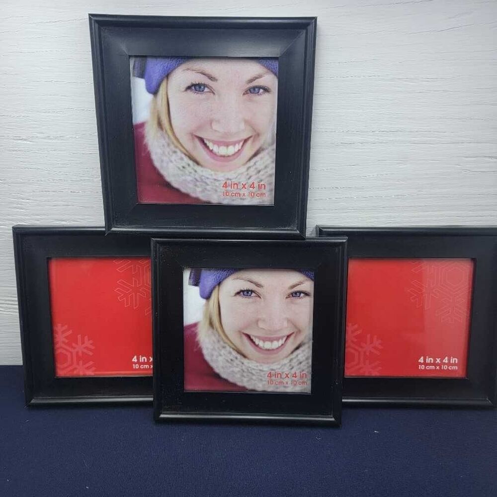 Black Photo Frame Lot 4x4 Picture Display Desktop Tabletop Wall Mount Collage